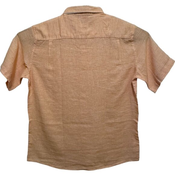 Mens Shirt Large Orange Weatherproof Vintage Short Sleeve Button Down L Lg Peach - Picture 3 of 9